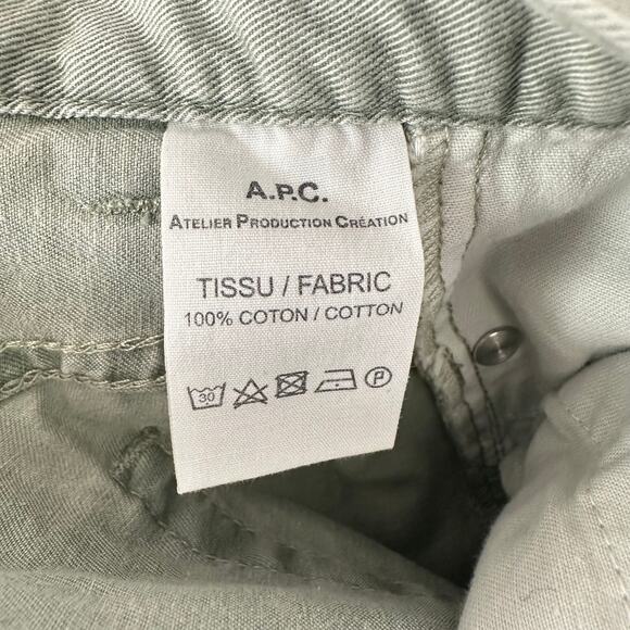 A.P.C. Gray Green Straight Leg Jeans Sz 29 Button Fly Cotton Designer Seafoam - Picture 7 of 8